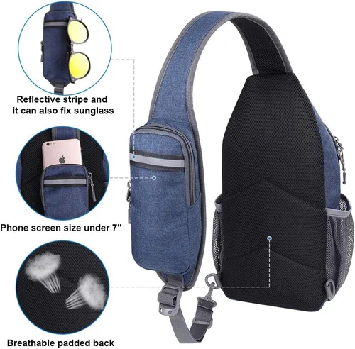 Vista 83 de Waterfly - Mochila cruzada tipo bandolera para viajes y caminatas, bolsa de pecho, Gris, talla única