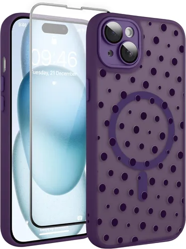 Vista 144 de Magnético para iPhone 13 con protector de pantalla [Compatible con MagSafe] Diseño de patrón floral de flores bonitas, funda delgada a prueba