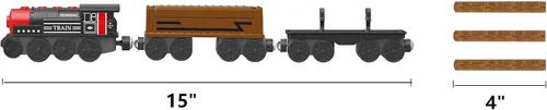 Vista 6 de Tren motorizado para pista de madera, juego de 3 piezas de tren de juguete para niños y niñas de 3, 4, 5+ años, tren con batería compatible