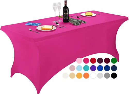 Vista 50 de LZY Cubierta de Mesa Elástica Ajustable de Spandex para Mesa Plegable de 6 pies, 4 pies o 8 pies, Mantel de Cóctel Rectangular, Perfecto para Champn