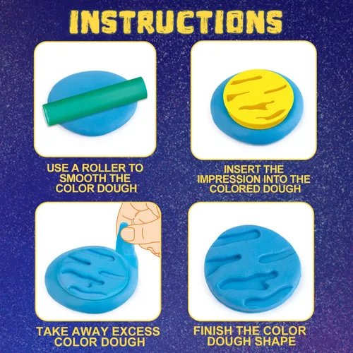 Vista 4 de VConejo Juegos de Masa de Color para Niños de 2 a 4 años, Juego de Herramientas de Masa de Color con Tema de Planetas para Niños de 4 a 8 años