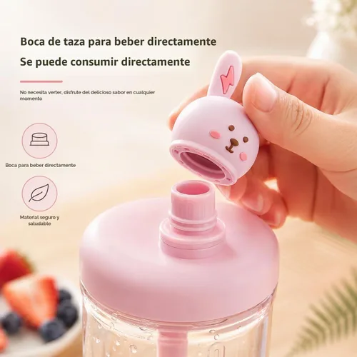 Vista 2 de Licuadoras portátiles, licuadora USB de agitación, exprimidor de viaje compacto personal de 15 onzas para batidos, tapa a prueba de fugas, mini