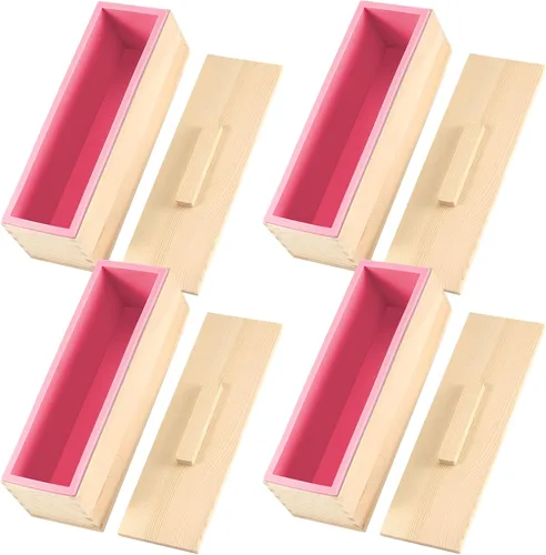Vista 10 de ZOENHOU Paquete de 2 moldes de jabón azules de 42 onzas con 2 tapas, kit de moldes de silicona rectangulares flexibles para hacer jabón con caja