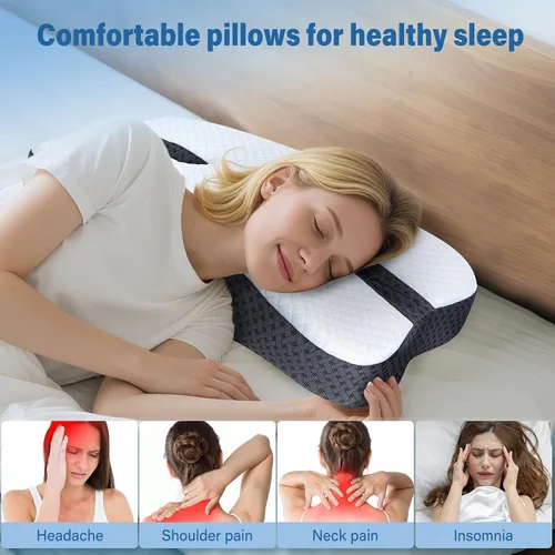 Vista 3 de Almohada antironquidos para dormir de lado, ayuda para evitar ronquidos con espuma viscoelástica, almohada ortopédica para dormir, solución