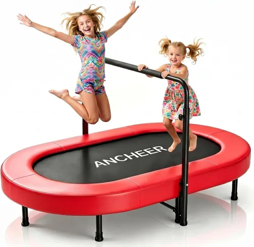 Vista 8 de ANCHEER Trampoline for Kids, Toddler Trampoline Indoor Sports and Outdoor Games 56" Kids Rebounder 220LBS Capacity with Adjustable Safety Handrail