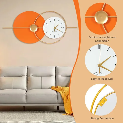 Vista 3 de Reloj de pared grande, redondo, decorativo, silencioso, funciona con pilas, moderno, decoración de pared, para el hogar, sala de estar, dormitorio