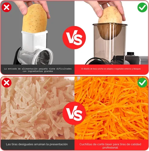 Vista 8 de Rallador Eléctrico de Queso, Rallador de Queso Eléctrico 7 en 1 para Queso en Bloque, Rebanadora Eléctrica de 250W, Rallador Eléctrico Automático