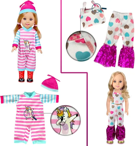 Vista 7 de WONDOLL American 10 Conjuntos de ropa de muñeca de 14/14.5 pulgadas