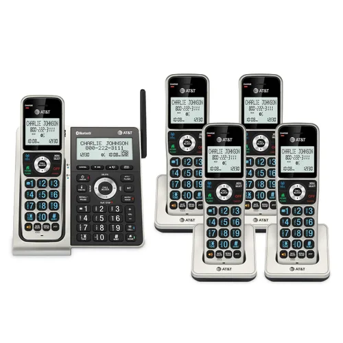 Vista 25 de AT&T DECT 6.0 Teléfono inalámbrico para el hogar y la empresa con contestador, pantalla a color grande de 5", atajo de un solo toque, conferencia