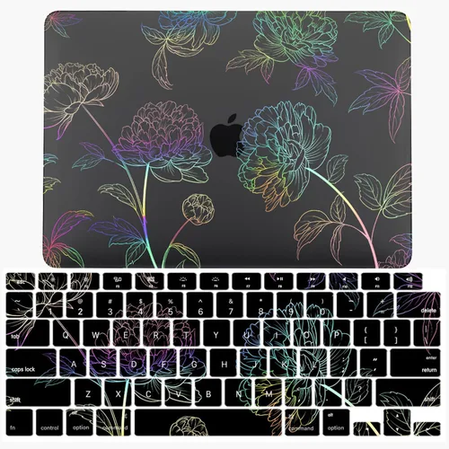 Vista 13 de IVY Funda para MacBook Old Air 13 2010-2017 Modelo A1369 A1466 Carcasa rígida para portátil [Flash Negro Transparente] [Cubierta de teclado] - LT11