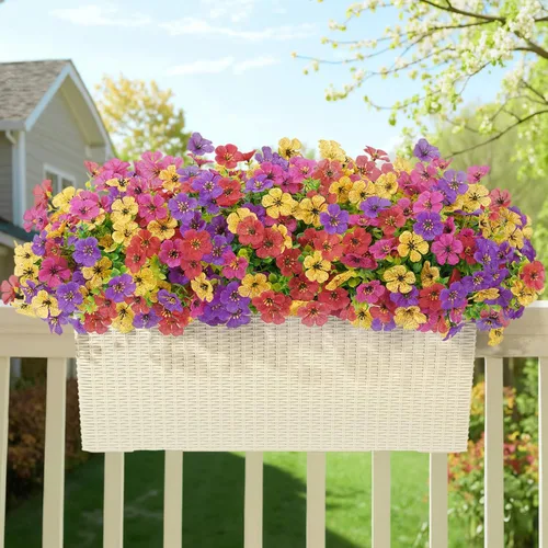 Vista 6 de Lifewit Flores artificiales para exteriores, 24 paquetes de flores falsas de plástico para decoración del jardín del hogar, plantas sintéticas