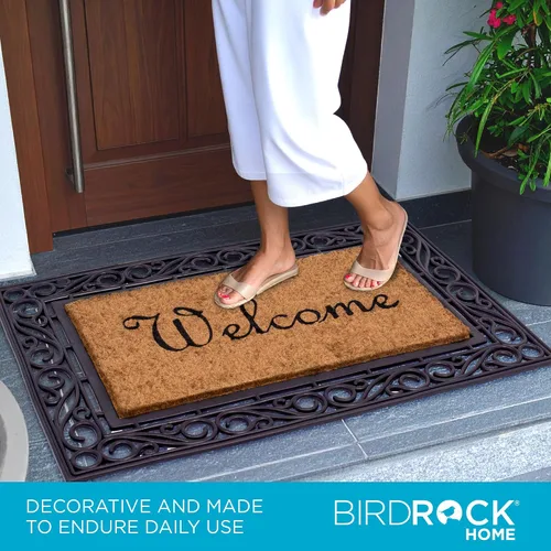 Vista 6 de BIRDROCK HOME - Alfombra de bienvenida clásica de fibra de coco con cepillo - Con respaldo de vinilo, impermeable, atrapa la suciedad, resistente