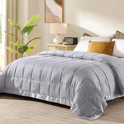 Vista 19 de downluxe - Manta de tamaño King con ribete satinado, edredón ligero alternativo para todas las estaciones, lavable a máquina