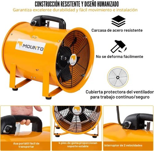 Vista 4 de MOUNTO Ventilador cilíndrico resistente COMBO con manguera de vinilo de 25 pies (8 pulgadas)