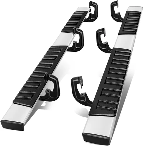 Vista 10 de Auto Dynasty Estribos compatibles con modelos 2007-2019 de Chevy Silverado GMC Sierra de cabina extendida, riel lateral de aluminio, estribo tipo