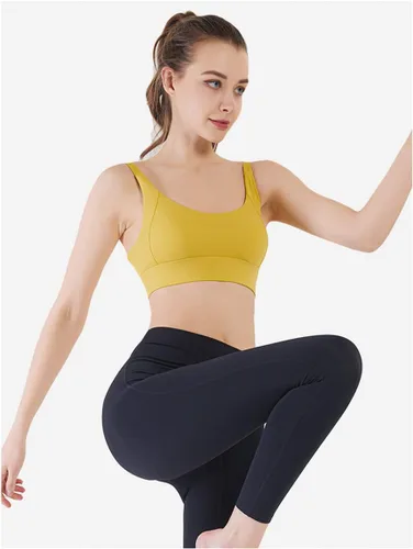 Vista 4 de Sujetador deportivo para correr, sin costuras, acolchado, con tirantes, para mujer, brasier de yoga, entrenamiento, copas extraíbles