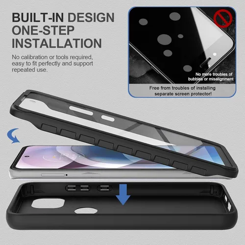 Vista 5 de V/A - Funda para Motorola One 5G Ace con protector de pantalla integrado, protección de cuerpo completo a prueba de golpes, parachoques delantero