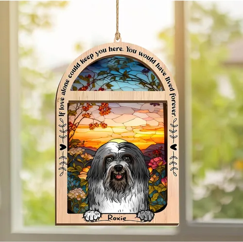 Vista 239 de LOVELYPOD Adorno de Navidad personalizado de sabueso afgano, atrapasoles con nombre, regalos de pérdida de mascotas, regalos para amantes