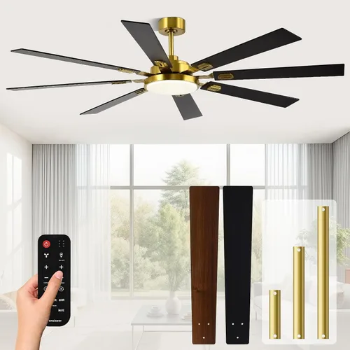 Vista 23 de Conciseer - Ventiladores de techo de 52 pulgadas con luces y control remoto para dormitorio, sala de estar, cocina, oficina, uso interior/exterior