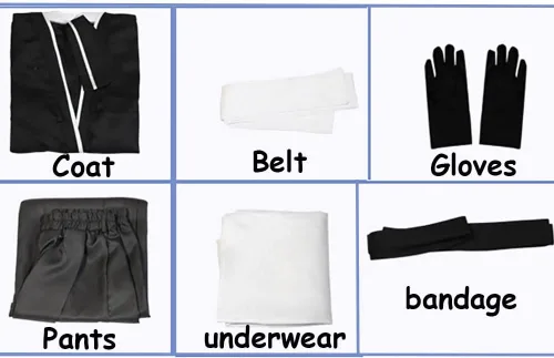 Vista 5 de Kurosaki - Disfraz para cosplay de Kurosaki, uniforme de capa negra, conjunto completo de kimono