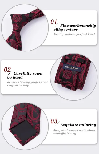 Vista 74 de HISDERN Corbatas para hombre, corbata de cachemira y bolsillo cuadrado tejido clásico floral para hombre, corbata de fiesta de boda
