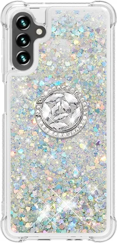 Vista 2 de CCSmall Carcasa con purpurina y soporte de anillo para Samsung Galaxy A13 5G/A04s, color plateado