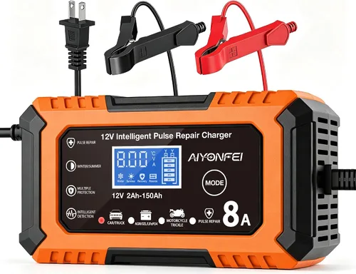Vista 10 de Cargador de batería de coche 12V 8-Amp Smart Trickle Charger completamente automático Rojo