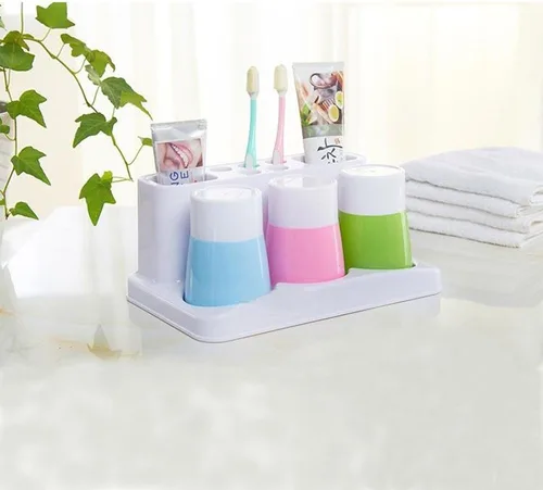Vista 2 de Eslite - Soporte de pasta dental y cepillo de dientes para organizador de almacenamiento de baño.