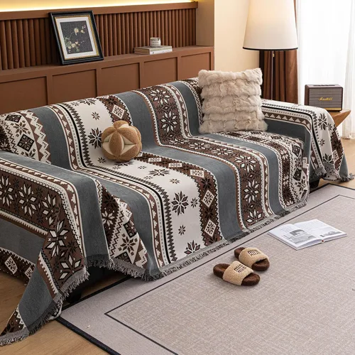 Vista 17 de ROOMLIFE Manta de sofá estilo azteca boho para sillones de 2/3 cojines, fundas de sofá lavables y antideslizantes aptas para mascotas, protector
