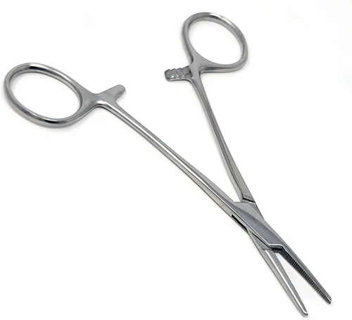 Vista 7 de Fórceps de bloqueo de hemostato para mosquitos de 5 pulgadas rectos con mandíbulas dentadas completas, ideales para sujetar, pescar, bomberos