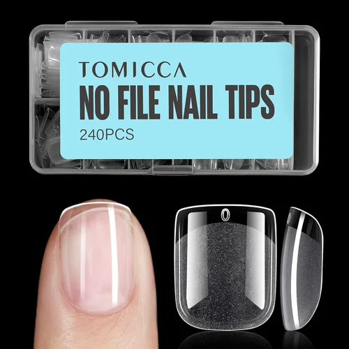Vista 25 de TOMICCA Puntas de uñas de almendra extra cortas preformadas, 15 tamaños 240pcs Almendra Extra Corta