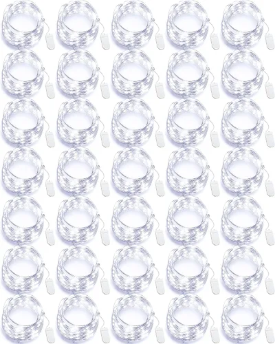 Vista 14 de Riakrum 25 luces LED de 10 pies con 30 luces LED a granel, color blanco cálido, impermeable, pequeñas luces LED parpadeantes para tarro estrellado