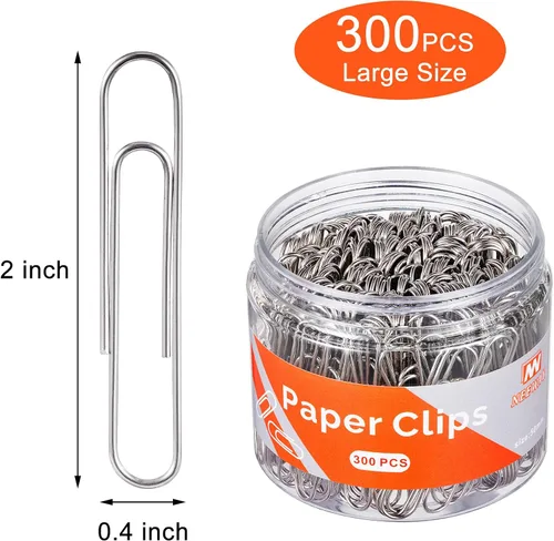 Vista 2 de NEEWAY 300pcs Large Paper Clips, Jumbo Paper Clip, 2 Inch Paperclips (Pack of 2)