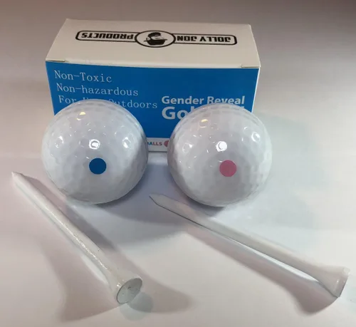 Vista 3 de Pelotas de golf para fiesta de revelación de género, 1 bola rosa rellena de polvo y 1 bola azul, sorpresa para bebé niño o niña, juego de golf