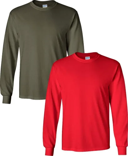 Vista 53 de Gildan Camiseta de manga larga de algodón ultra para adulto, estilo G2400, paquete múltiple Militar + ceniza.
