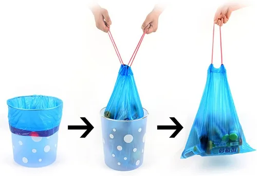 Vista 3 de Fiaze - Bolsas de basura de 2.5 galones, bolsa de basura con cordón azul, 220
