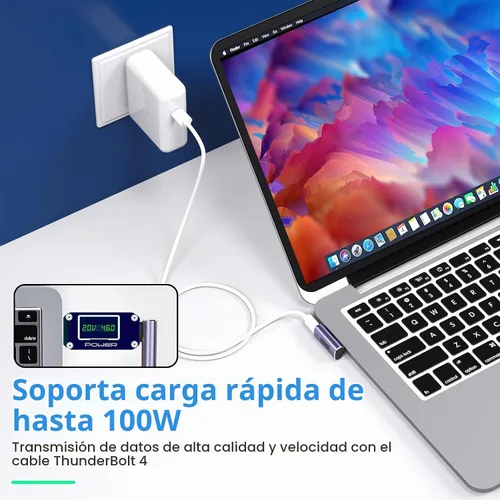 Vista 4 de Adaptador de ángulo recto USB C, 4 unidades, video 8K 60Hz 40Gbps Adaptador USB C de 90 grados compatible con Thunderbolt 3/4, MacBook Pro/Air, USBC
