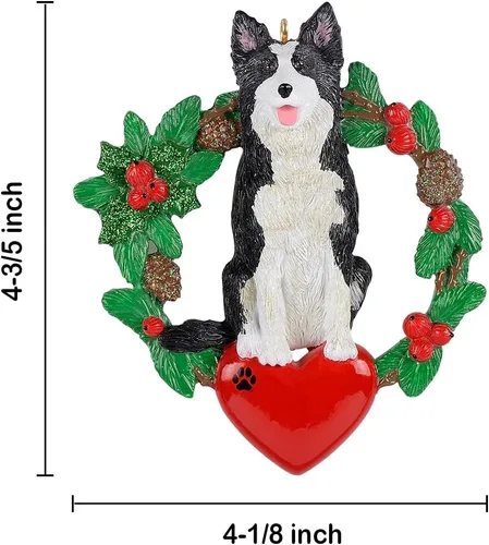 Vista 3 de Adorno de Navidad personalizado para perro, adorno de árbol de Navidad de Border Collie, adorno de perro para mascotas, adorno personalizado