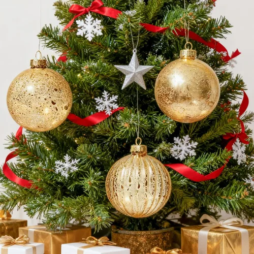 Vista 4 de DN DECONATION Adornos navideños de cristal de mercurio, lágrima y adorno de Dorado champán