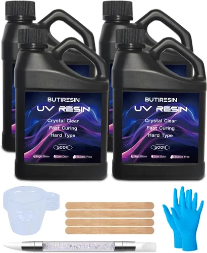 Vista 9 de Kit de Resina UV ButiResin 300g, Resina UV Transparente - Curado Rápido, Cristalino, Inodoro, Baja Viscosidad y Tipo Duro, Kit de Resina UV