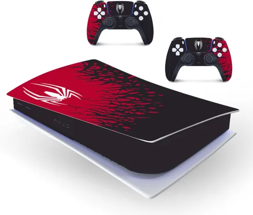 Vista 5 de Edición regular de discos PS5 NOWSKINS Spider Man PS5 Skin para Playstation 5, funda de vinilo 3M premium para PS5 Disc Edition y PS5 Controller