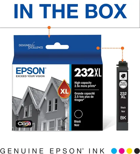 Vista 6 de Epson Cartucho de tinta negra T232, alta capacidad y cartuchos de tinta combinados negros y colores T232, capacidad estándar