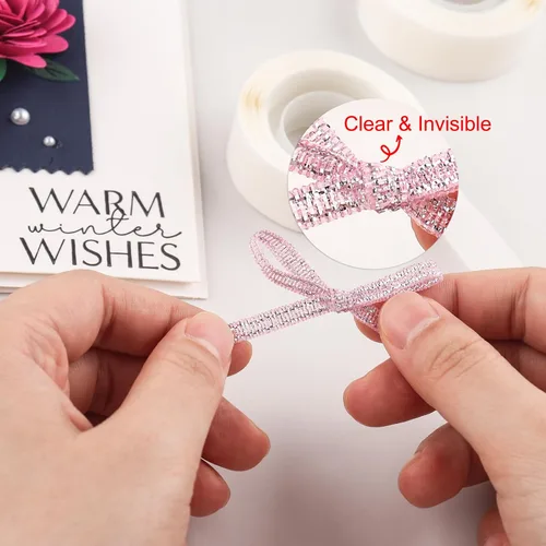 Vista 3 de Briartw 300 puntos adhesivos ultrafinos para manualidades, mini puntos de pegamento transparentes de 1/8 pulgadas (0.118 in), puntos adhesivos