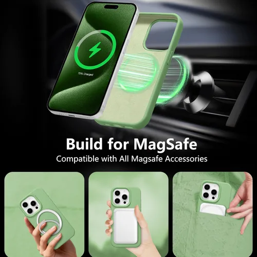 Vista 44 de Funda magnética de silicona para iPhone 13 Pro, color blanco antiguo [Compatible con Magsafe] [Forro de microfibra suave antiarañazos], funda