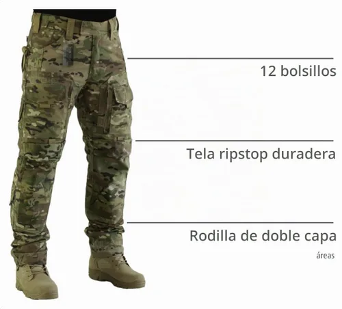 Vista 4 de ZAPT - Pantalones tácticos Molle Ripstop para caza, pantalones de combate para el ejército, camuflaje para hombres