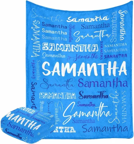 Vista 28 de Manta personalizada con nombre con fuente diferente y colorida para niños, mujeres y hombres, divertida decoración personalizada para el hogar, cama