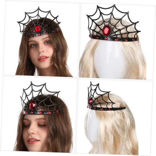 Vista 5 de SHOWERORO Diadema de telaraña, decoración de graduación, suministros de maquillaje, diademas de maquillaje, diademas de festival, accesorios