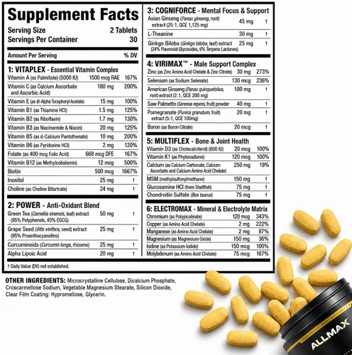 Vista 9 de ALLMAX Vitaform - Tabletas multivitamínicas para hombres, 60