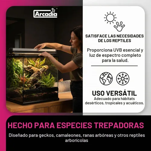 Vista 3 de Arcadia T5 - Kit de lámpara de reptil UVB de 22.5 pulgadas de largo, 24 vatios, 12% UVB Desert - Luz UVB completa para reptiles, tortugas