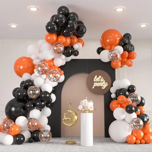 Vista 11 de 136 piezas de kit de arco de globos de color rosa eléctrico y negro con globos transparentes - 18/12/10/5 pulgadas de guirnalda gótica